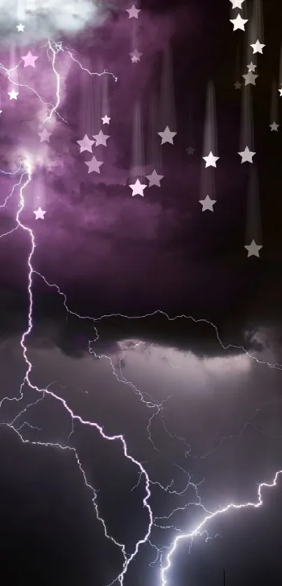 Vibrant lightning storm against a dark purple sky, capturing nature's electrifying beauty.