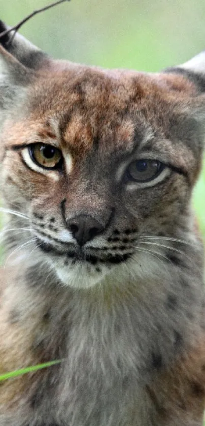 Close-up of a lynx with a focus on its captivating eyes and natural background.