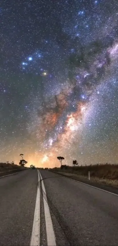 Milky Way over an open road under a starry night sky.