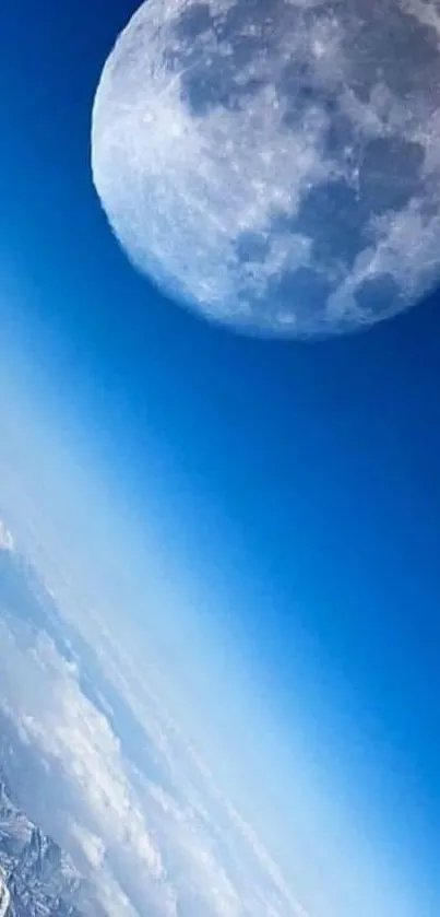 Mobile wallpaper of moon and Earth from space.