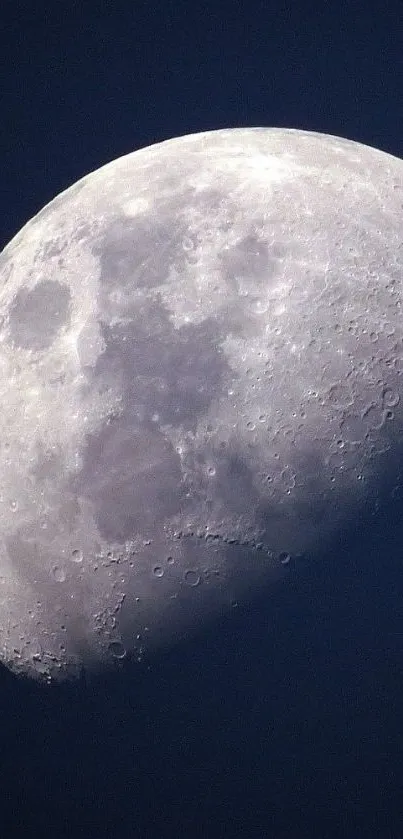 Detailed moon against a dark sky for mobile wallpaper.