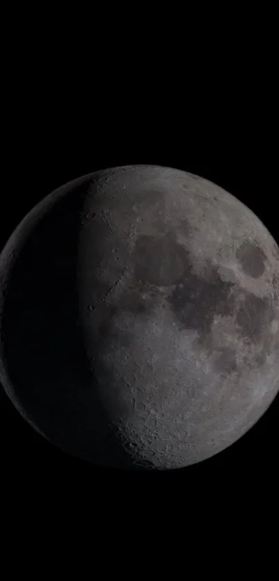 Detailed view of the moon phase against a black background.