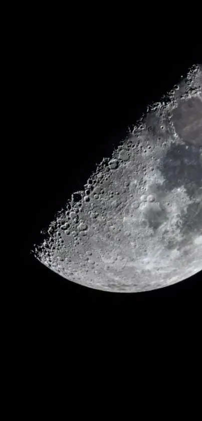 High-resolution moon image on black background for phones.