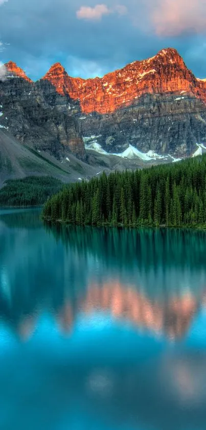 Stunning landscape with mountain, lake, and vibrant reflection.