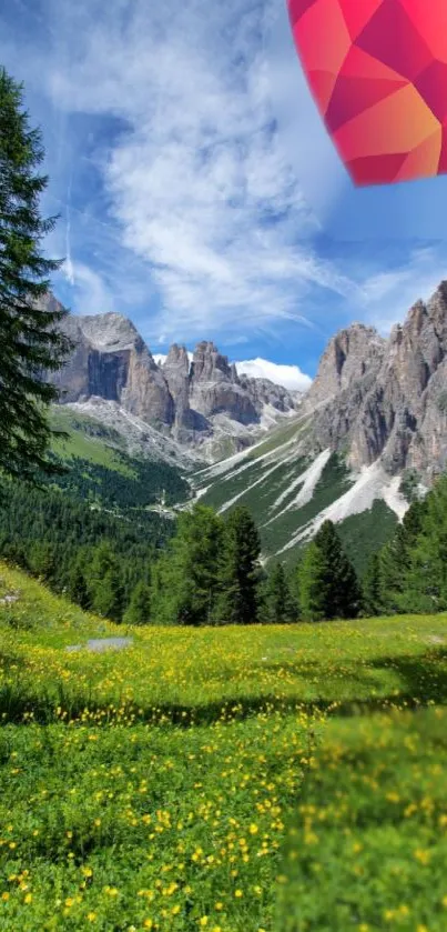 Breathtaking mountain landscape with lush greenery and vibrant sky.