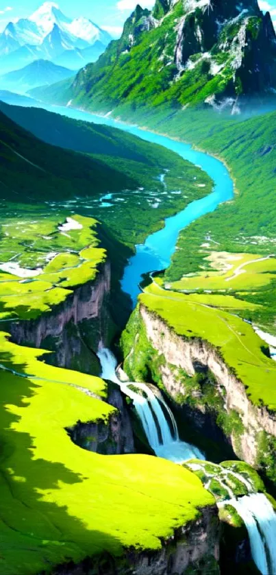 Stunning view of a mountain river with lush green scenery.