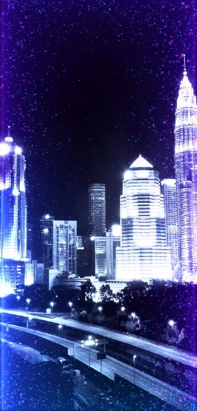Nighttime view of Kuala Lumpur's beautifully lit skyline showcasing stunning architecture.