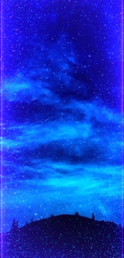 Starry night sky wallpaper with vivid blue hues.