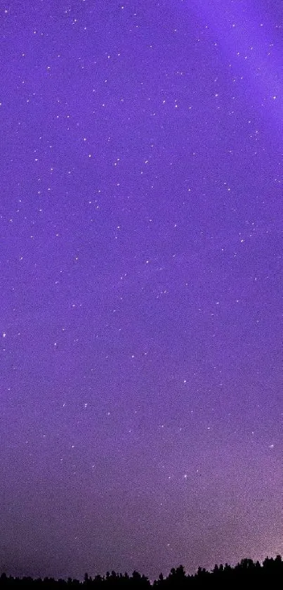 Purple starry sky wallpaper for mobile with a serene night scene.