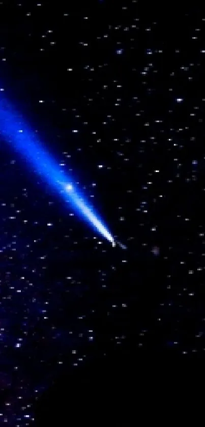 Night sky wallpaper with a bright comet and numerous stars in the dark cosmos.