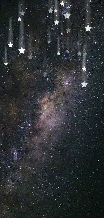 Night sky wallpaper featuring the Milky Way galaxy and stars.