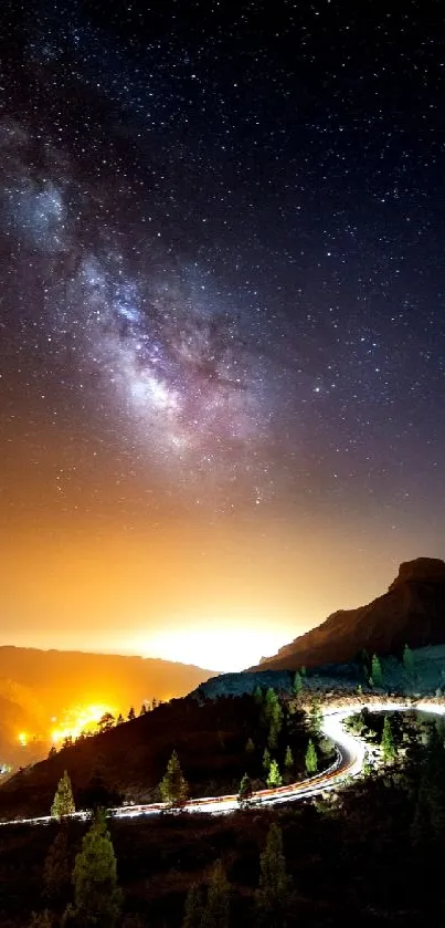 Vibrant Milky Way galaxy over a glowing horizon at night.