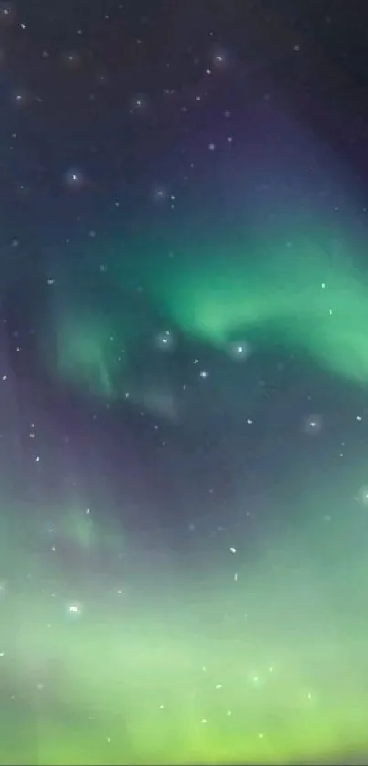 Breathtaking Northern Lights in the night sky with vibrant green hues.