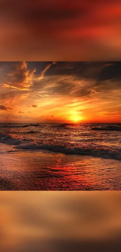 Breathtaking sunset over the serene ocean waves.