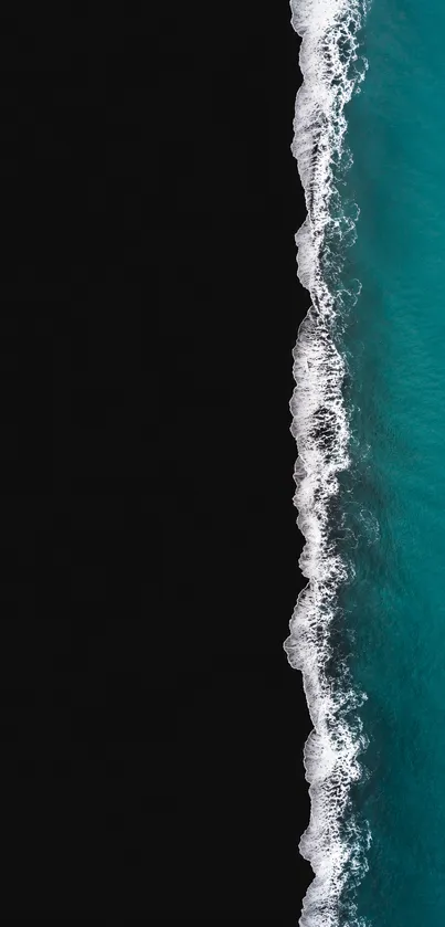 Ocean wave against black background mobile wallpaper.