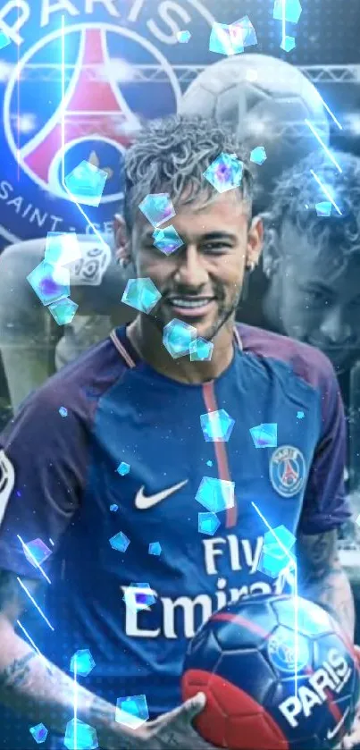 Vivid Paris football wallpaper with dynamic design featuring a city vibe.