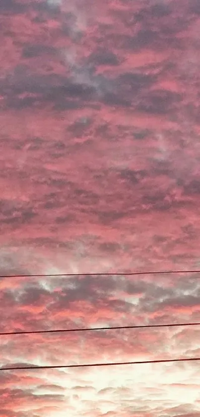 A beautiful pink evening sky with scattered clouds and serene ambiance.