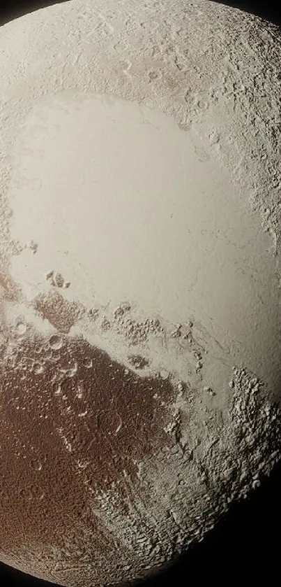 Pluto close-up with detailed texture against a black space background.