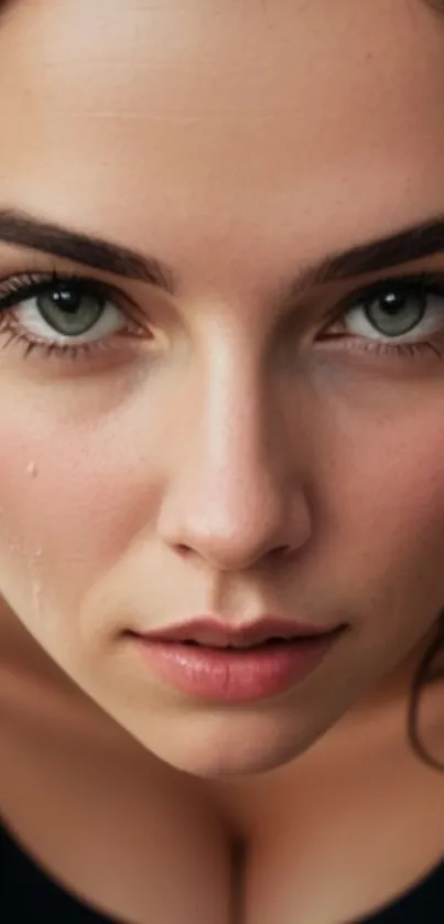 Close-up portrait with captivating eyes and detailed features, perfect for mobile screens.