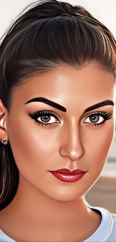 Close-up digital portrait of a woman with striking features.