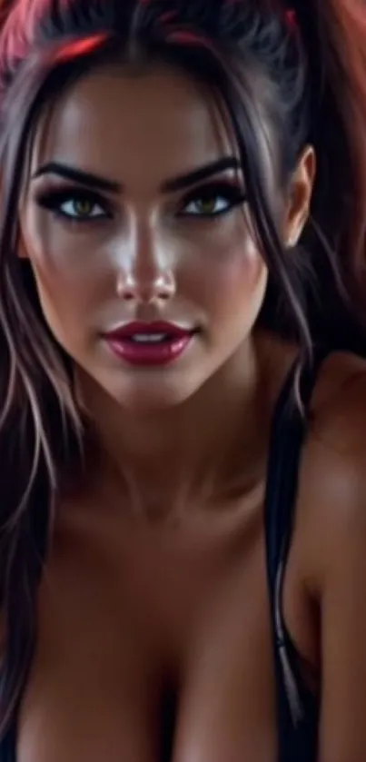 Captivating female portrait mobile wallpaper with an elegant and stylish design.