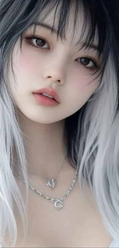 Monochrome portrait of a young woman with detailed features and striking style.