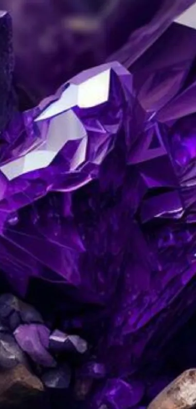 Striking purple crystal design with vibrant amethyst shades for mobile wallpaper.