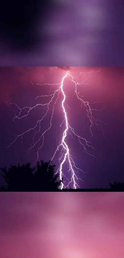 Purple lightning strikes across a dark sky in an electrifying mobile wallpaper.