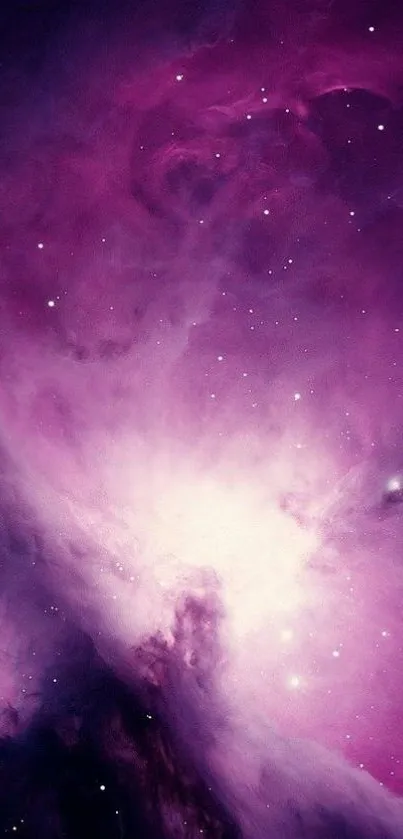 Beautiful purple nebula mobile wallpaper with stars.