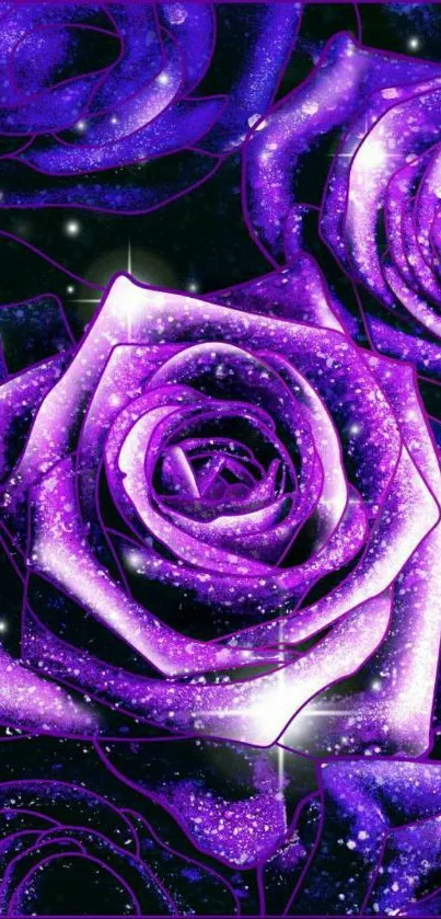 Purple rose wallpaper with galaxy-inspired design.