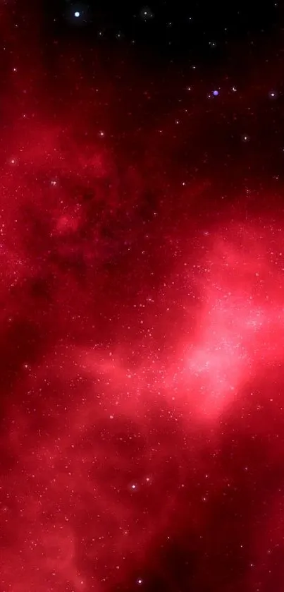 Red galaxy wallpaper with starry night features and cosmic clouds.