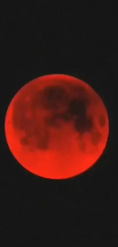 Bright red moon against a dark night sky.