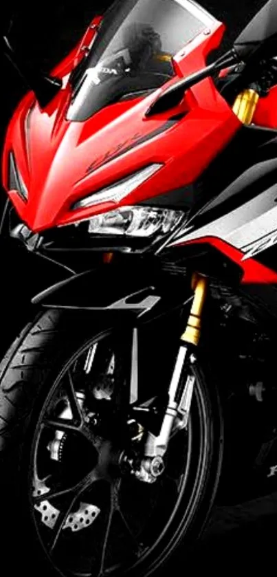 Stunning red motorcycle with sleek design.