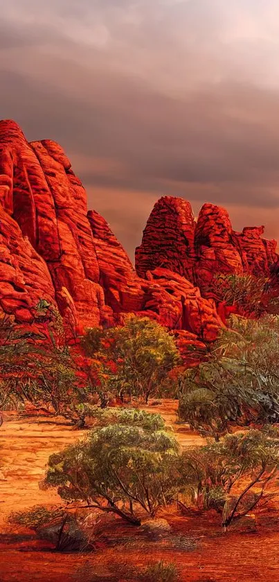 Red rock desert landscape with vibrant hues.