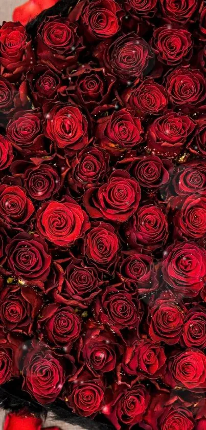 Vibrant red rose bouquet wallpaper.