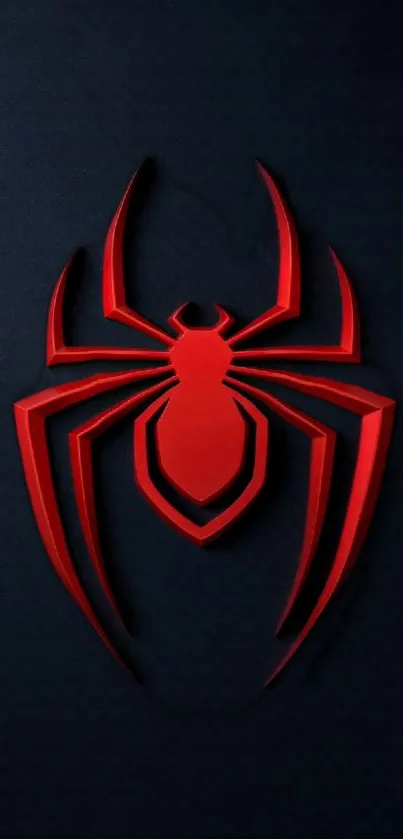 Red spider emblem on a dark background wallpaper.