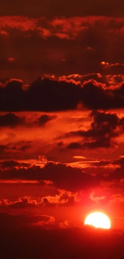 Vivid red sunset and clouds in a stunning mobile wallpaper.