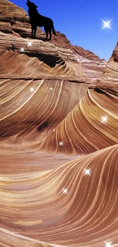 Mobile wallpaper showcasing stunning sandstone wave formations under a vibrant blue sky.