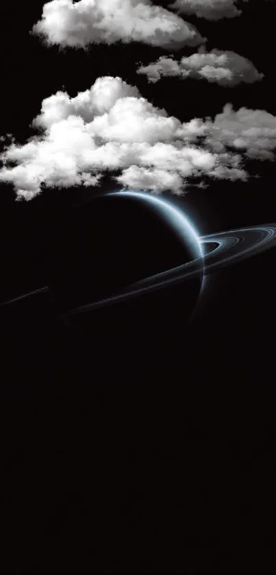 Mobile wallpaper featuring Saturn and its rings in space.