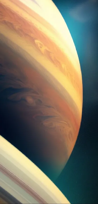 Saturn's majestic rings in a space wallpaper with a starry backdrop.