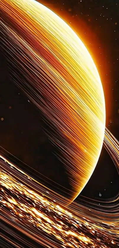 Stunning image of Saturn with glowing golden rings.