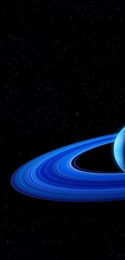 Stunning image of Saturn with its blue rings in a star-filled cosmic space.