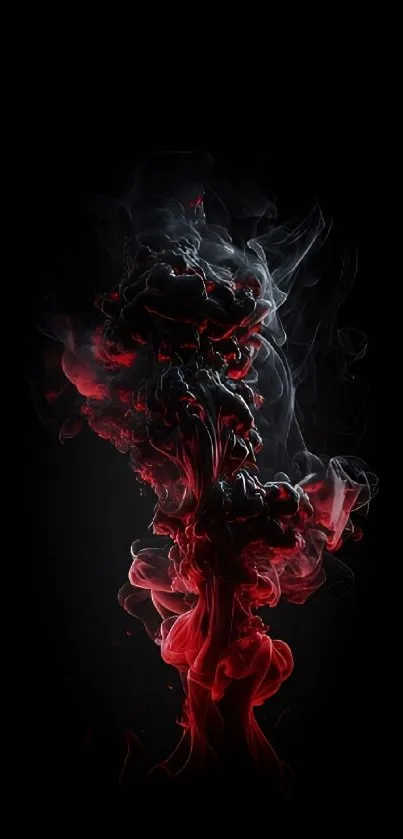 Red and black smoke art wallpaper for mobile screens.