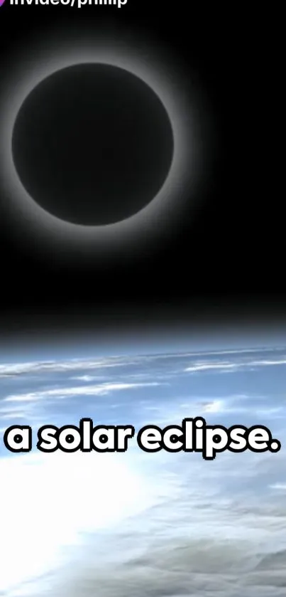 Solar eclipse over Earth horizon seen from space.