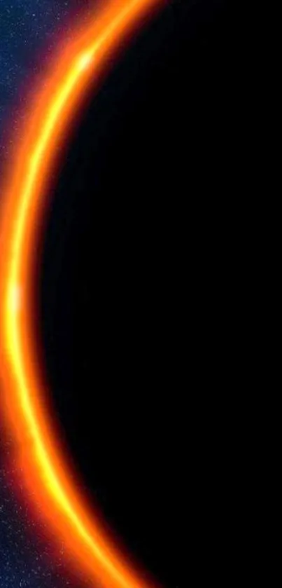 Solar eclipse wallpaper with vivid orange ring and dark sky.