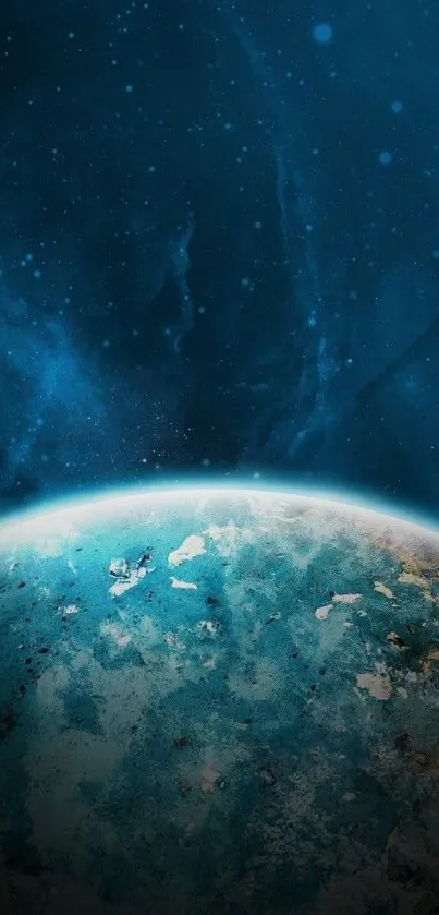 Vivid space wallpaper showcasing Earth with stunning blue and teal tones.