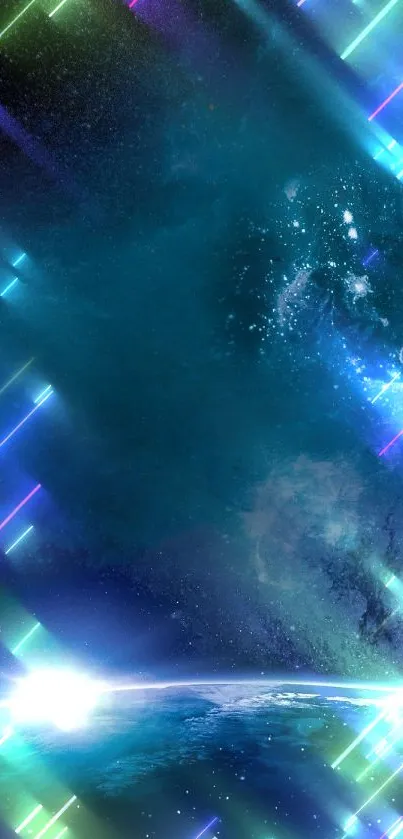 Stunning space vortex wallpaper with deep blue cosmic scene.