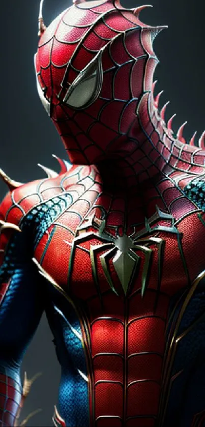 Dynamic spider-themed superhero in vivid red costume.