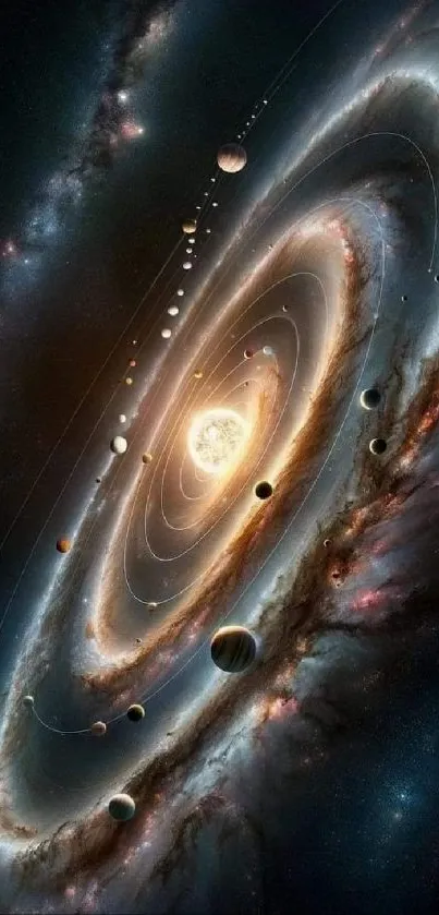 Mesmerizing spiral galaxy mobile wallpaper with a cosmic theme.