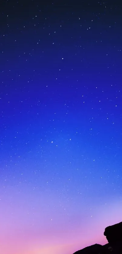 Vibrant starry night sky with blue and purple hues for mobile wallpaper.